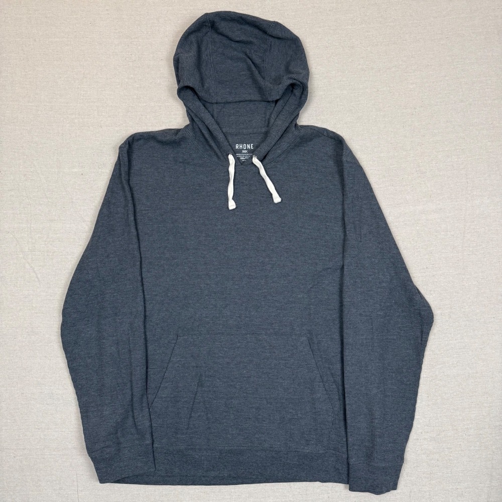Rhone Waffle Knit Hoodie XXL 26.5x29 Pullover Charcoal Grey Thermal Athleisure